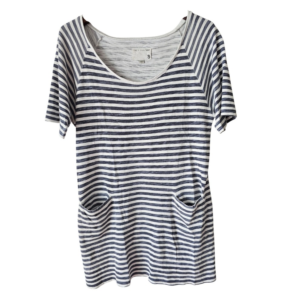 Rag & Bone Striped Cotton Knit Tunic Top Women's Size Small Casual Short‎ Sleeve